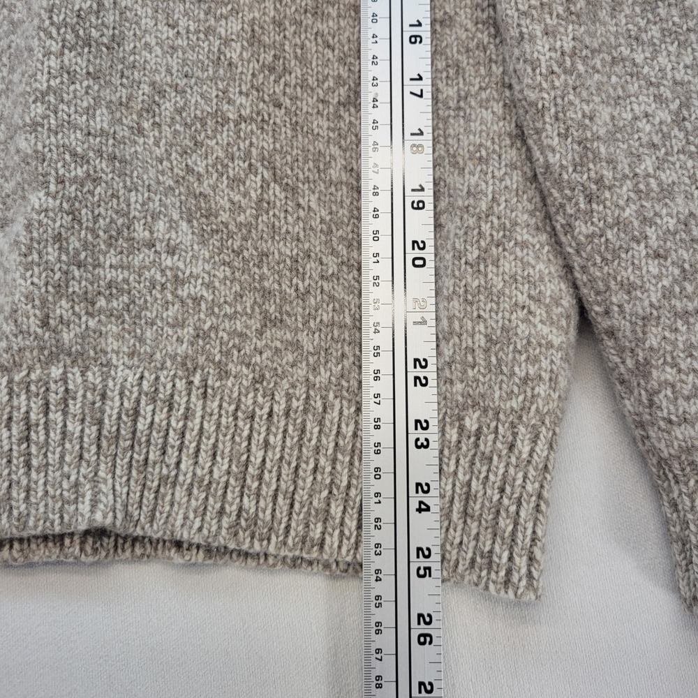 L.L. Bean Sweater Mens Medium Oatmeal Marl 100% Lambswool Chunky Knit Henley - Picture 6 of 8